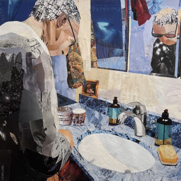 Just Don't Look, Paper Collage, 36" x 36", 2025, SOLD